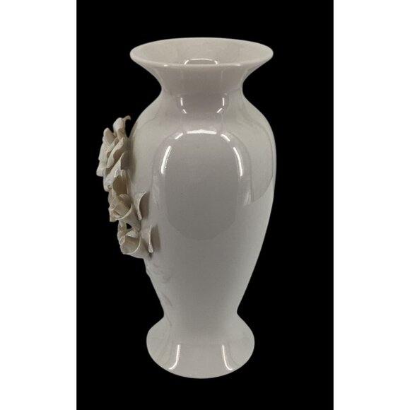 Vintage Princess House Porcelain Vase White With 3D Roses (See Condition Note) - Picture 4 of 6